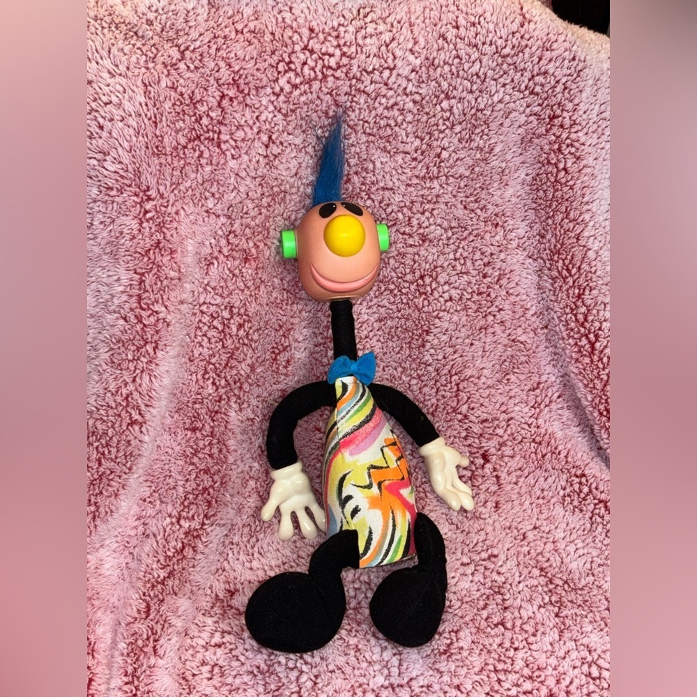 VINTAGE 1994 ERTL JIBBA JABBER MULTICOLOR GREEN HAIR STUFFED ANIMAL PLUSH TOY​​